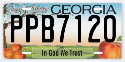GA license plate PPB7120