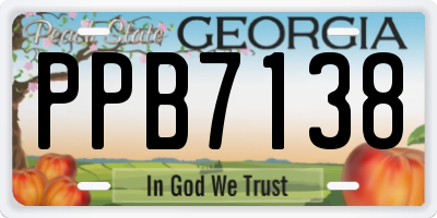 GA license plate PPB7138