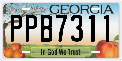GA license plate PPB7311
