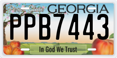 GA license plate PPB7443
