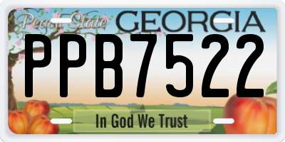 GA license plate PPB7522