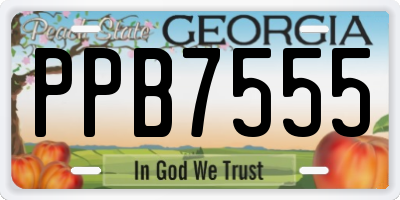 GA license plate PPB7555
