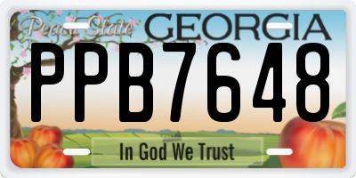 GA license plate PPB7648