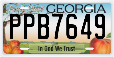 GA license plate PPB7649