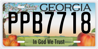 GA license plate PPB7718