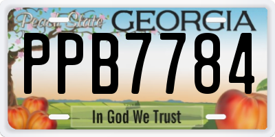 GA license plate PPB7784