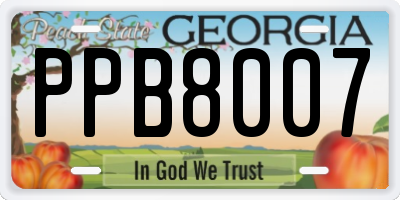 GA license plate PPB8007