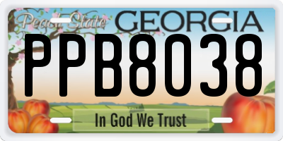 GA license plate PPB8038