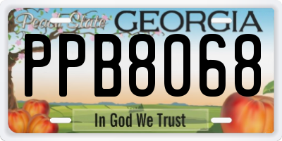 GA license plate PPB8068