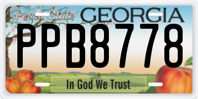 GA license plate PPB8778