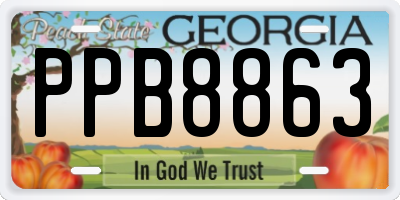 GA license plate PPB8863