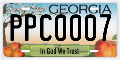 GA license plate PPC0007