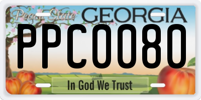 GA license plate PPC0080