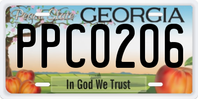 GA license plate PPC0206