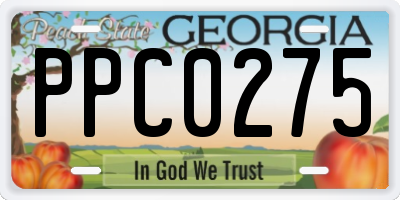 GA license plate PPC0275