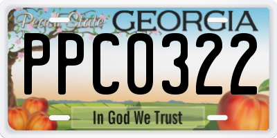 GA license plate PPC0322