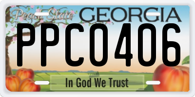 GA license plate PPC0406
