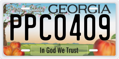 GA license plate PPC0409