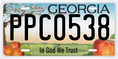GA license plate PPC0538