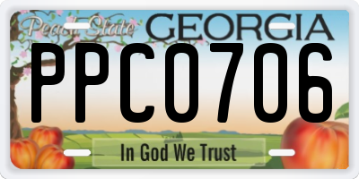 GA license plate PPC0706