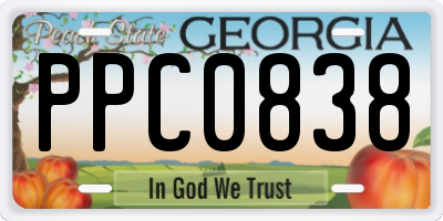 GA license plate PPC0838