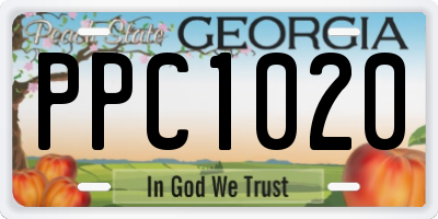 GA license plate PPC1020