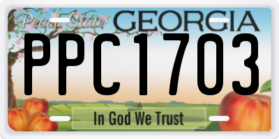 GA license plate PPC1703