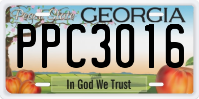 GA license plate PPC3016