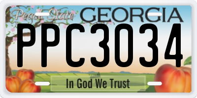 GA license plate PPC3034
