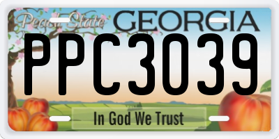GA license plate PPC3039