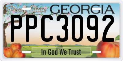GA license plate PPC3092