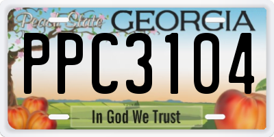 GA license plate PPC3104