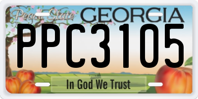 GA license plate PPC3105