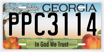 GA license plate PPC3114