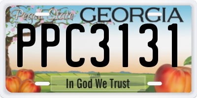 GA license plate PPC3131