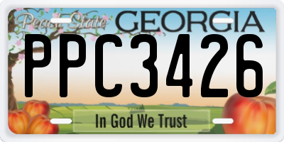 GA license plate PPC3426