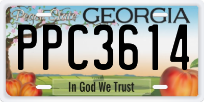 GA license plate PPC3614