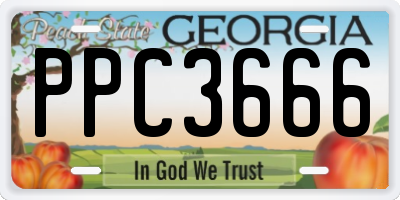 GA license plate PPC3666