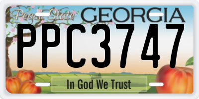 GA license plate PPC3747