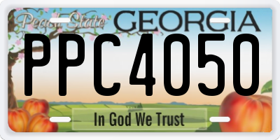 GA license plate PPC4050