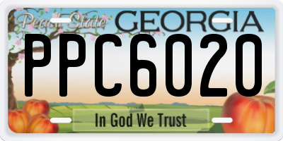 GA license plate PPC6020