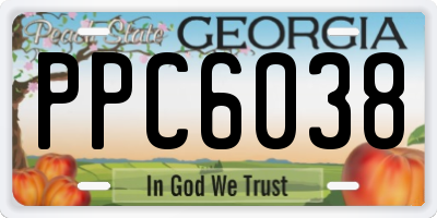 GA license plate PPC6038
