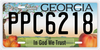 GA license plate PPC6218