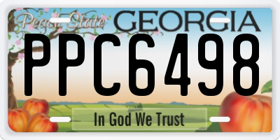 GA license plate PPC6498