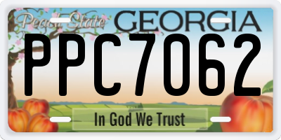 GA license plate PPC7062