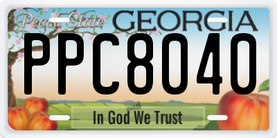 GA license plate PPC8040