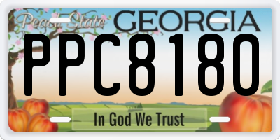 GA license plate PPC8180