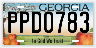 GA license plate PPD0783