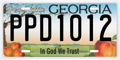 GA license plate PPD1012
