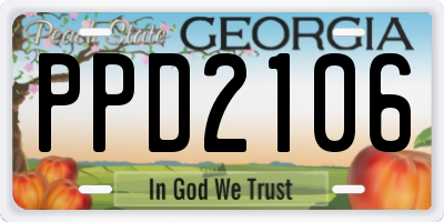 GA license plate PPD2106